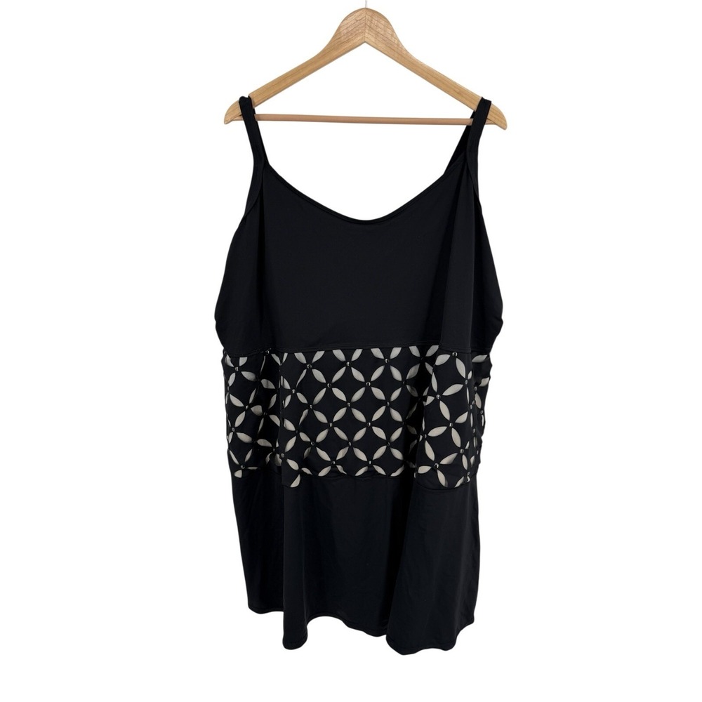 Roaman's Swim Dress Swimsuit Bathing Womens 34W Beach Resort Cruise Pool Cutouts